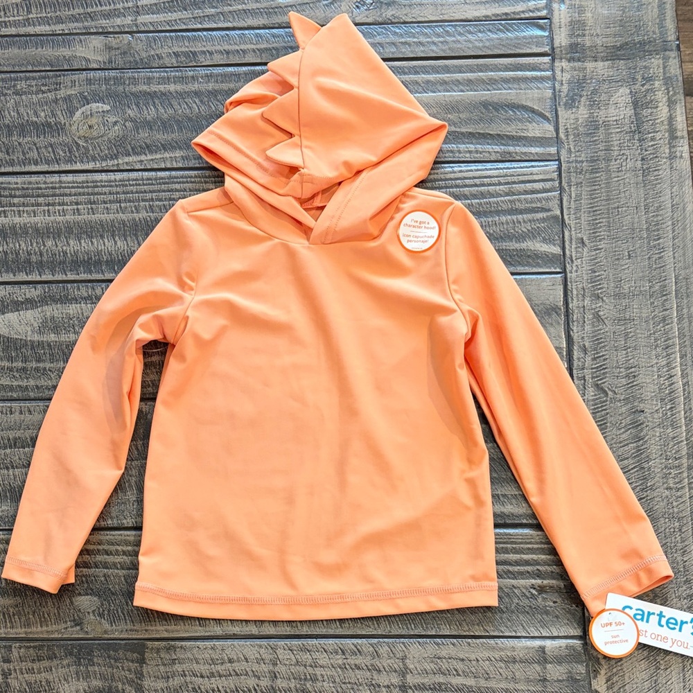 Carter's Peach-Orange Dino Hooded Rash Guard
